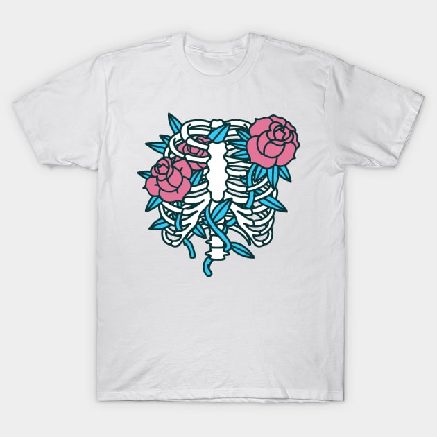 Flowers in a ribcage T-Shirt by Eren